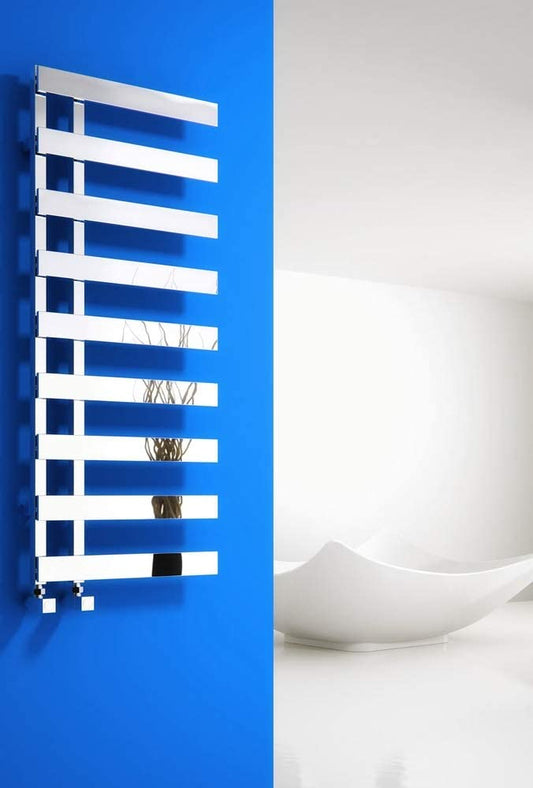Reina Florina Steel Chrome Designer Towel Rail 1525mm x 500mm - Dual Fuel - Thermostatic