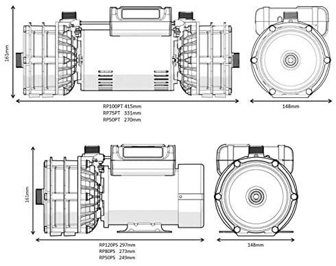 Salamander RP75PT 2.0 Bar Right Twin Impeller Shower Pump Positive Head & Hoses