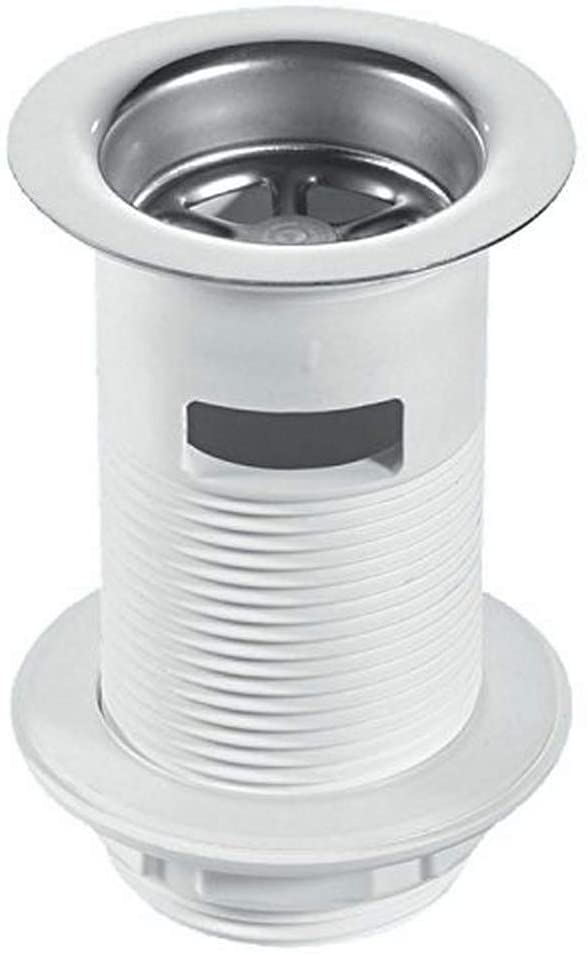 McAlpine BSW2 Unslotted Backnut Basin Waste with Stainless Steel Flange, White