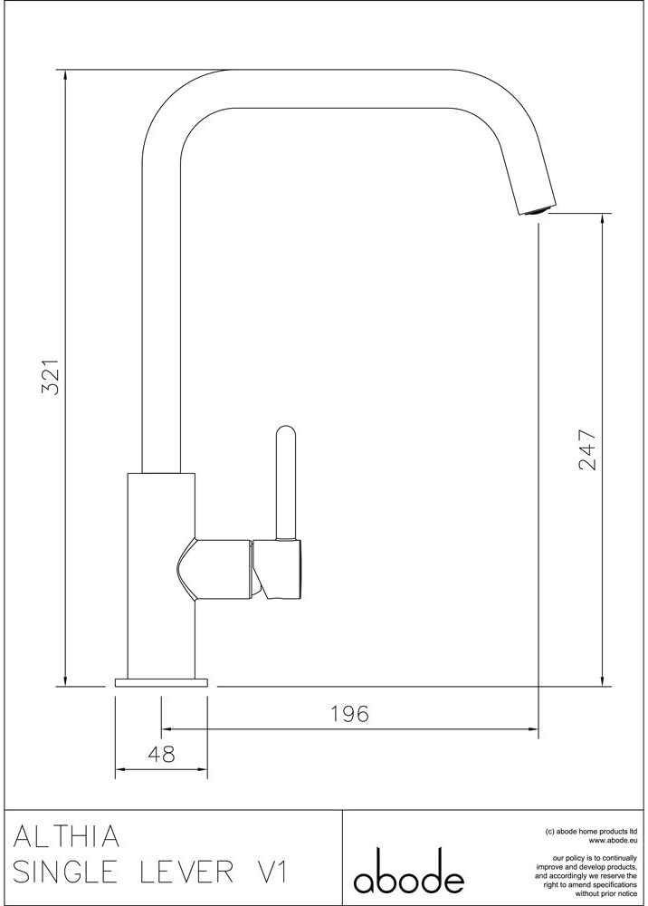 Abode Althia Brushed Steel Single Lever Kitchen Sink Mixer Tap AT1259