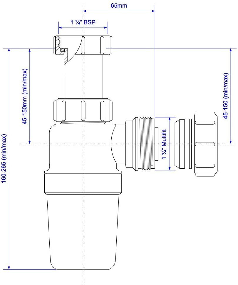 Chrome Bottle Trap 1 1/4"