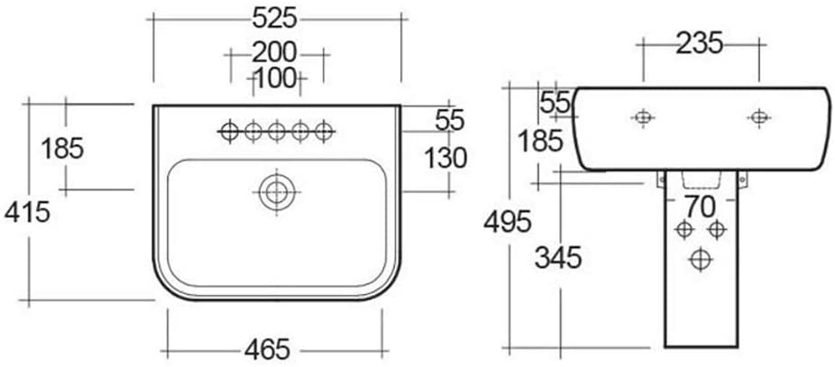 Synergy Venice Half Pedestal for 520mm Basin SY-VEN03