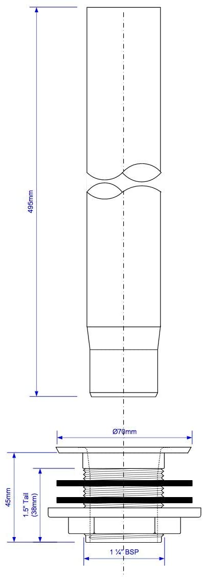 McAlpine 1å_" Standing Waste with 1å_" Tail SWS-18