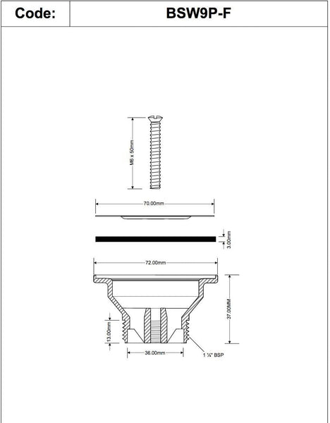 McAlpine 1̴_" Centre Pin Shower Waste BSW9P-F