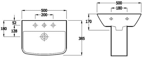 Synergy Valencia 500mm 1 Tap Hole Basin SY-VAL02