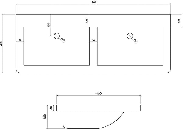 Synergy Linea 1200mm Double Basin SY-TOP352