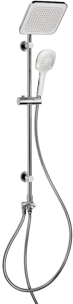 Croydex Linear Duo Flexi-Fit Combi Set Handset with Overhead Shower, Riser Rail and 1.5m Hose