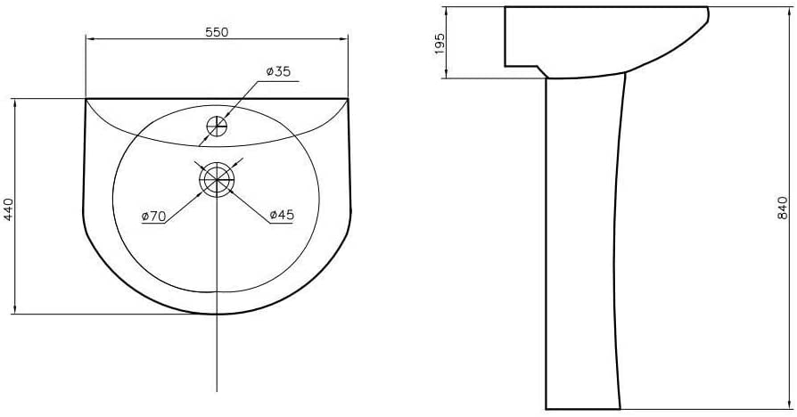 Arley Galaxia Pro 550mm 1 Tap Hole Basin 237120