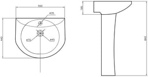 Arley Galaxia Pro 550mm 1 Tap Hole Basin 237120