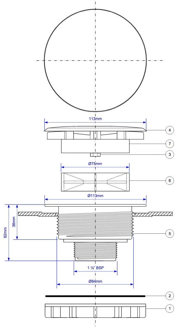 McAlpine 1̴_" Plain White Flange High Flow Shower Waste SWHF5-CP