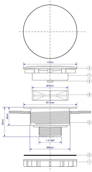 McAlpine 1̴_" Plain White Flange High Flow Shower Waste SWHF5-CP