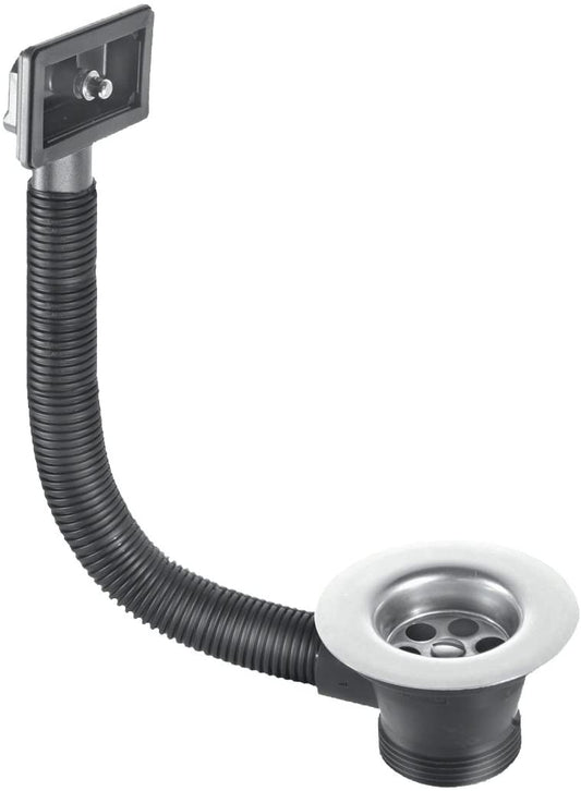 McAlpine FSW2PR Rectangular Combined Waste and Overflow Sink, Chrome and Black