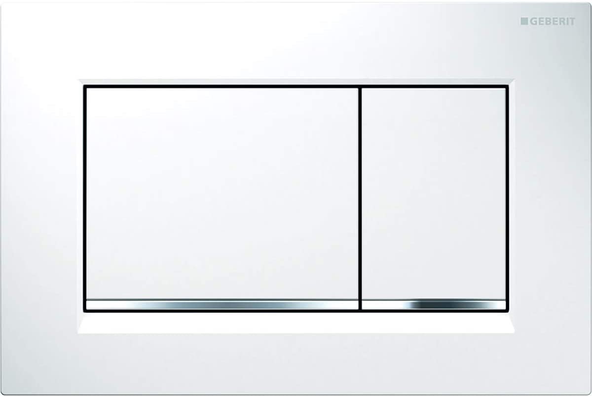 Geberit Sigma 30 115883JT1 Actuator Plate for 2 Flushes with Front Actuation Plate and Buttons Matte White Stripes Chrome