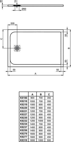 Ideal Standard K8319 White Shower Tray - Shower Tray
