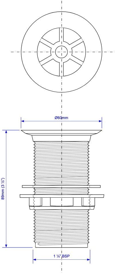 McAlpine 1̴_" CP Plastic Flush Flange Urinal Waste CWU1A