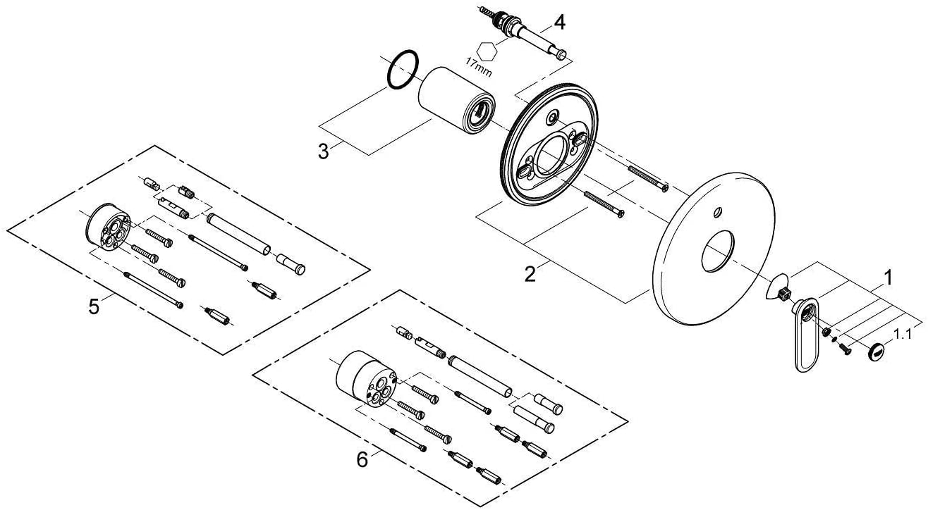 GROHE 19344000 Veris Single-Lever Bath and Shower Mixer Trim