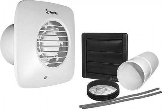 Xpelair LV100PS 93033AW Simply Silent 4" 100mm Low Voltage Square Axial Extractor Fan with Pullcord
