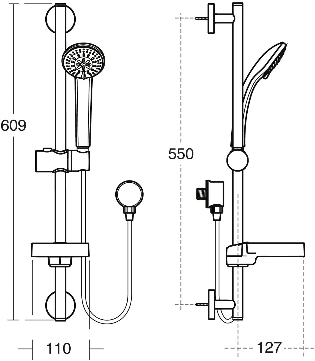 Ideal Standard B9410AA Idealrain S3 Shower kit, Chrome