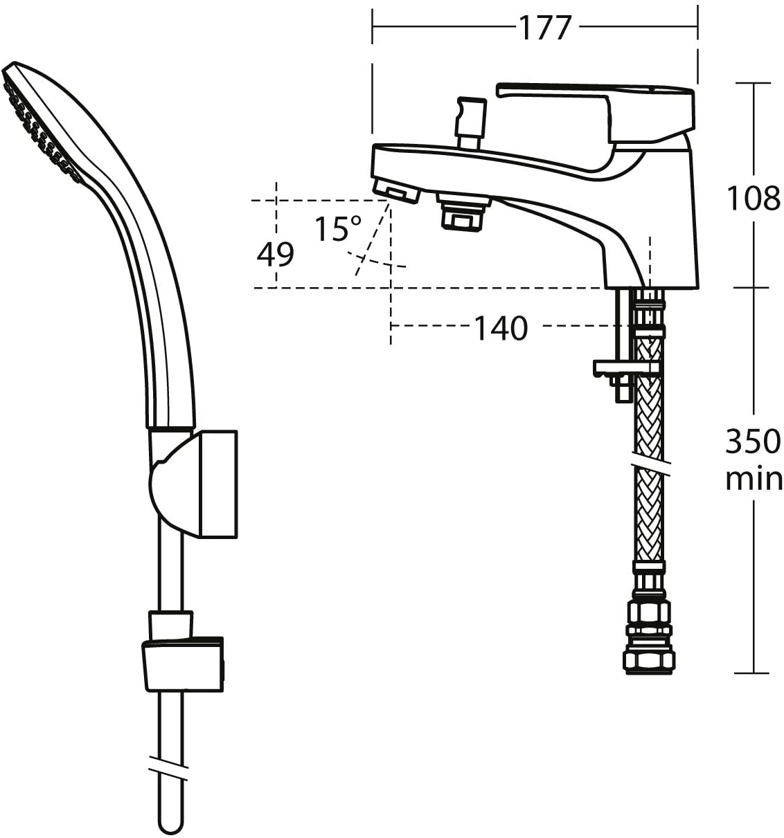 Ideal Standard B1958AA Calista Single Lever Bath Shower Mixer, Chrome