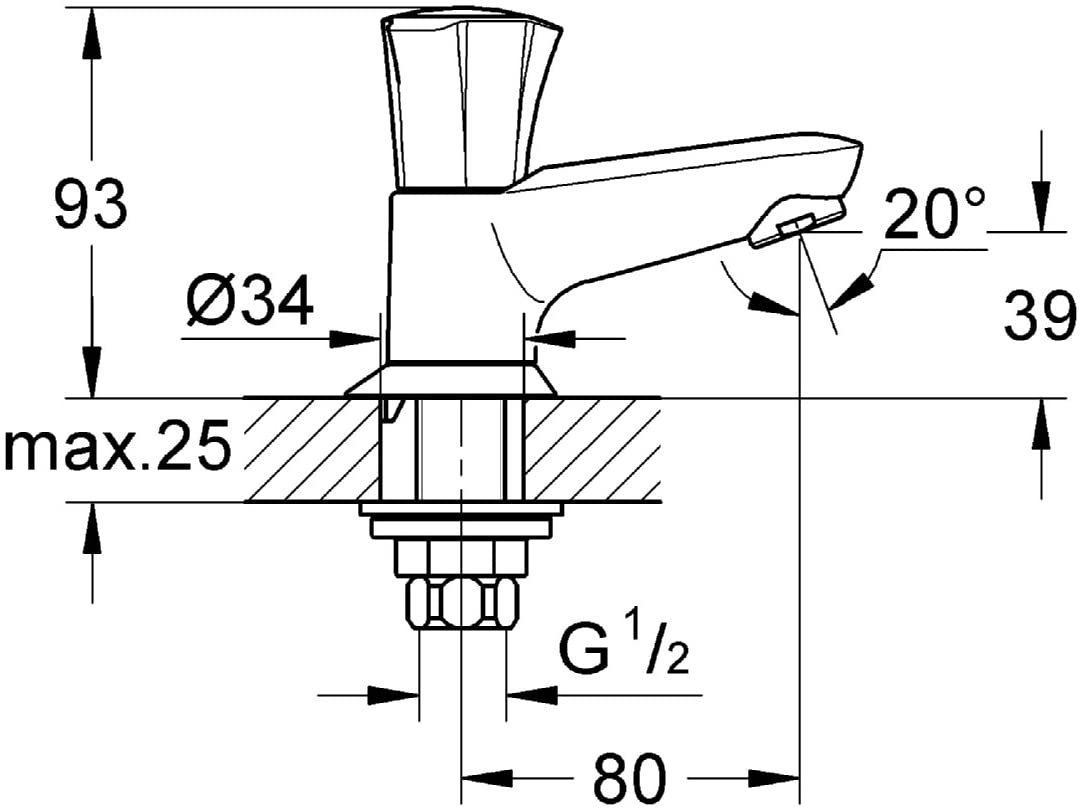 Grohe 20404001 Costa DN 15 Tap Fitting with Cast Flow Spout Chrome