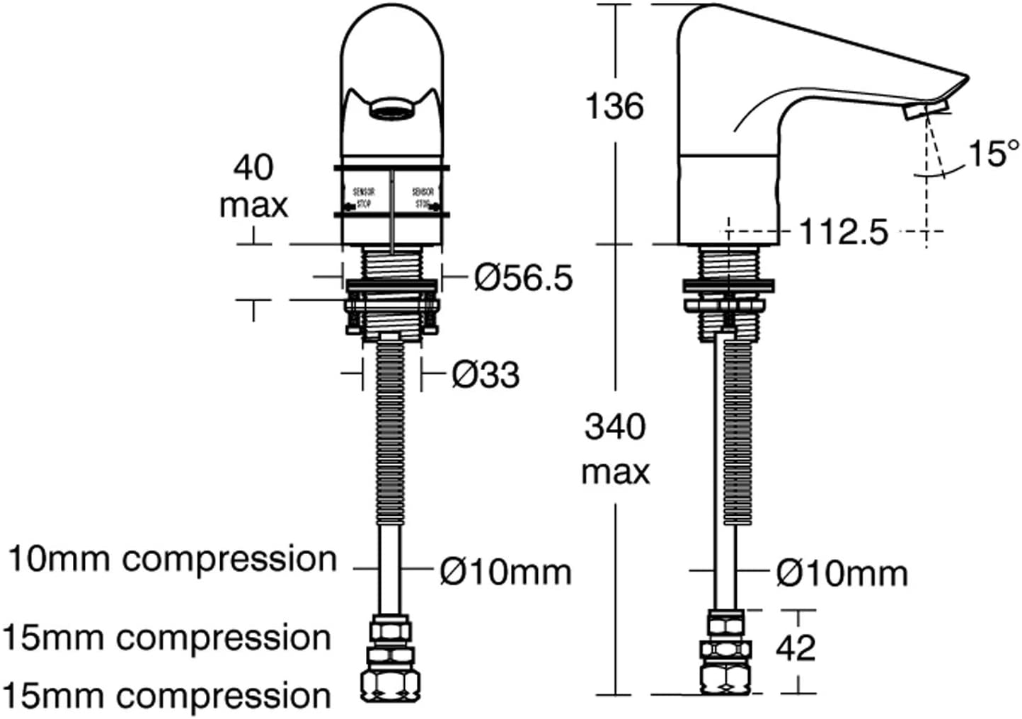 Armitage Shanks Sensorflow 21 small basin tap A4798AA. Mains operated