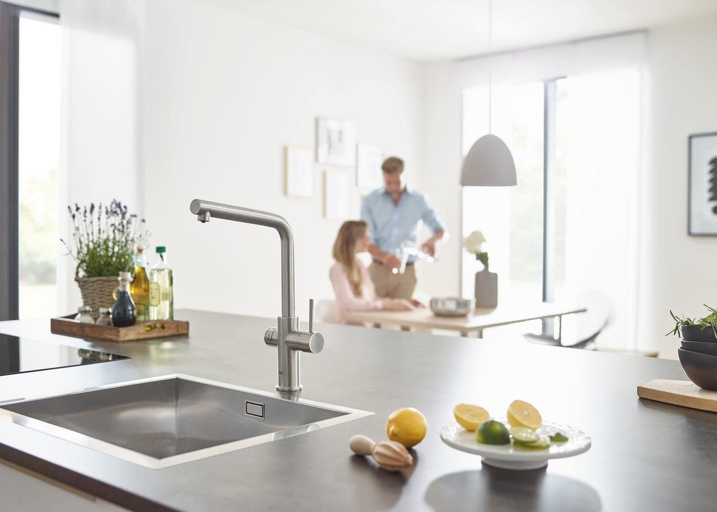 GROHE 31454DC0 High L-Spout Blue Home Duo Starter Kit - Stainless Steel (2-Piece)