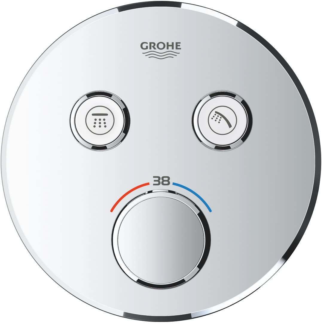 GROHE Grohtherm SmartControl Thermostat with two shut-off valves, round wall rosette, colour: hard graphite brushed - 29119AL0