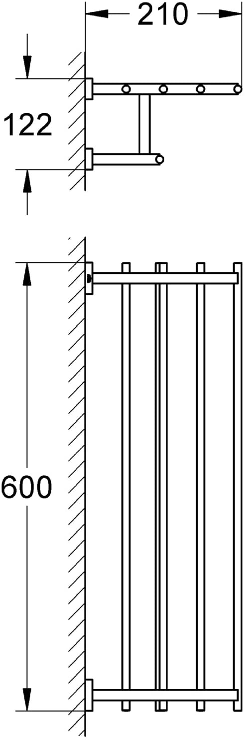 Grohe 40512001 Essentials Cube Towel Rail -Silver