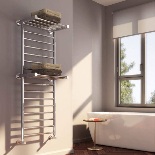 Reina Adena Stainless Steel Polished Designer Heated Towel Rail 1300mm x 532mm - Central Heating