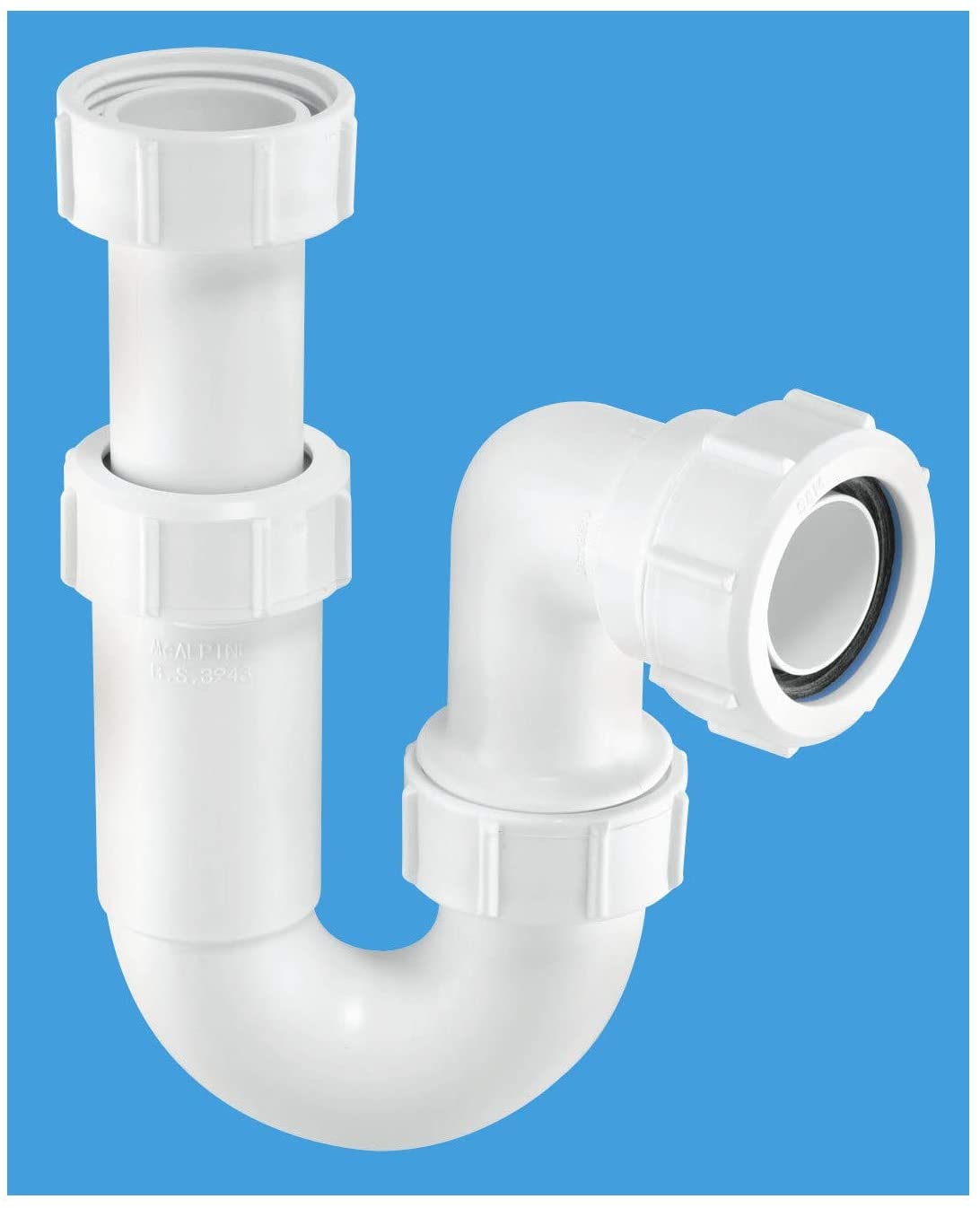 McAlpine ASC10 11/2 inch x 75mm Water Seal Adjustable Inlet Tubular Swivel 'P' Trap with Multifit Outlet, White