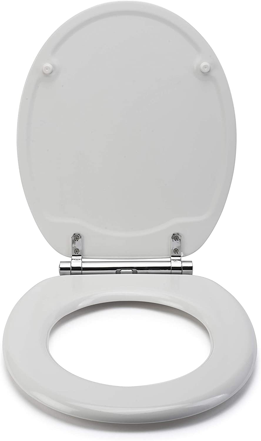Croydex Flexi-Fix Lucerne Always Fits Never Slips Slow Close Toilet Seat, Wood, White, 45 x 37.8 x 6 cm