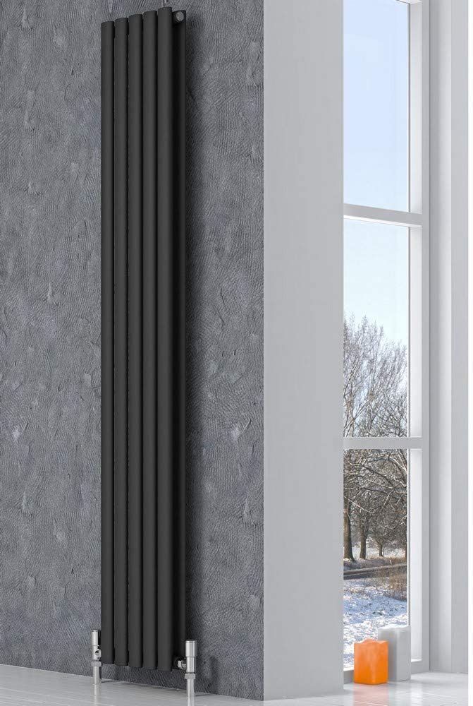 Reina Neva Steel Anthracite Vertical Designer Radiator 1500mm x 354mm Double Panel