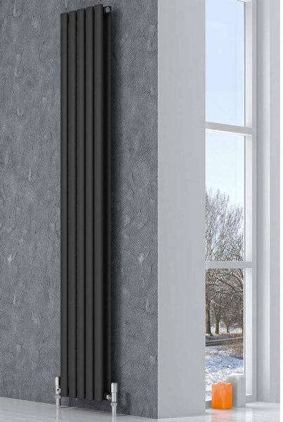 Reina Neva Steel Anthracite Vertical Designer Radiator 1500mm x 354mm Double Panel