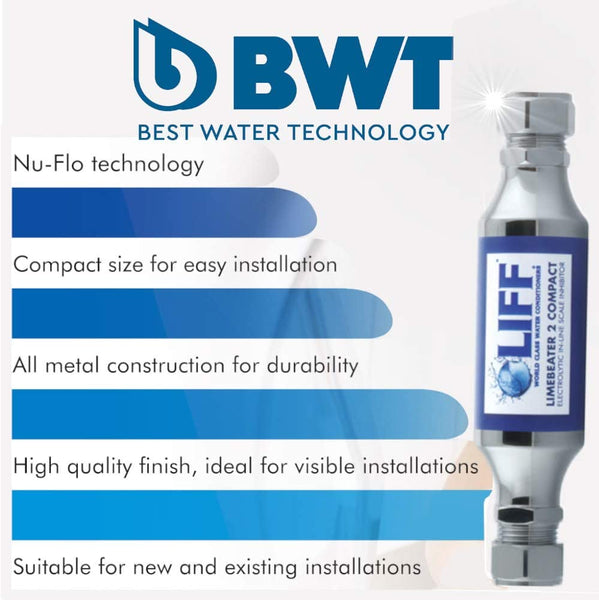 BWT LBC215V2 LIFF LIMEBEATER Compression Electrolytic Scale Conditioner, Chrome Finish