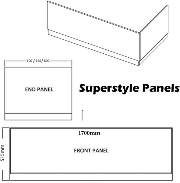 Superstyle 800mm End Panel by JL Bathrooms