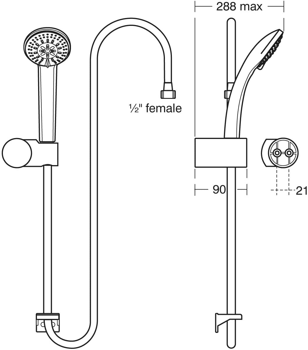 Ideal Standard B9450AA Idealrain S3 Shower Set, Chrome