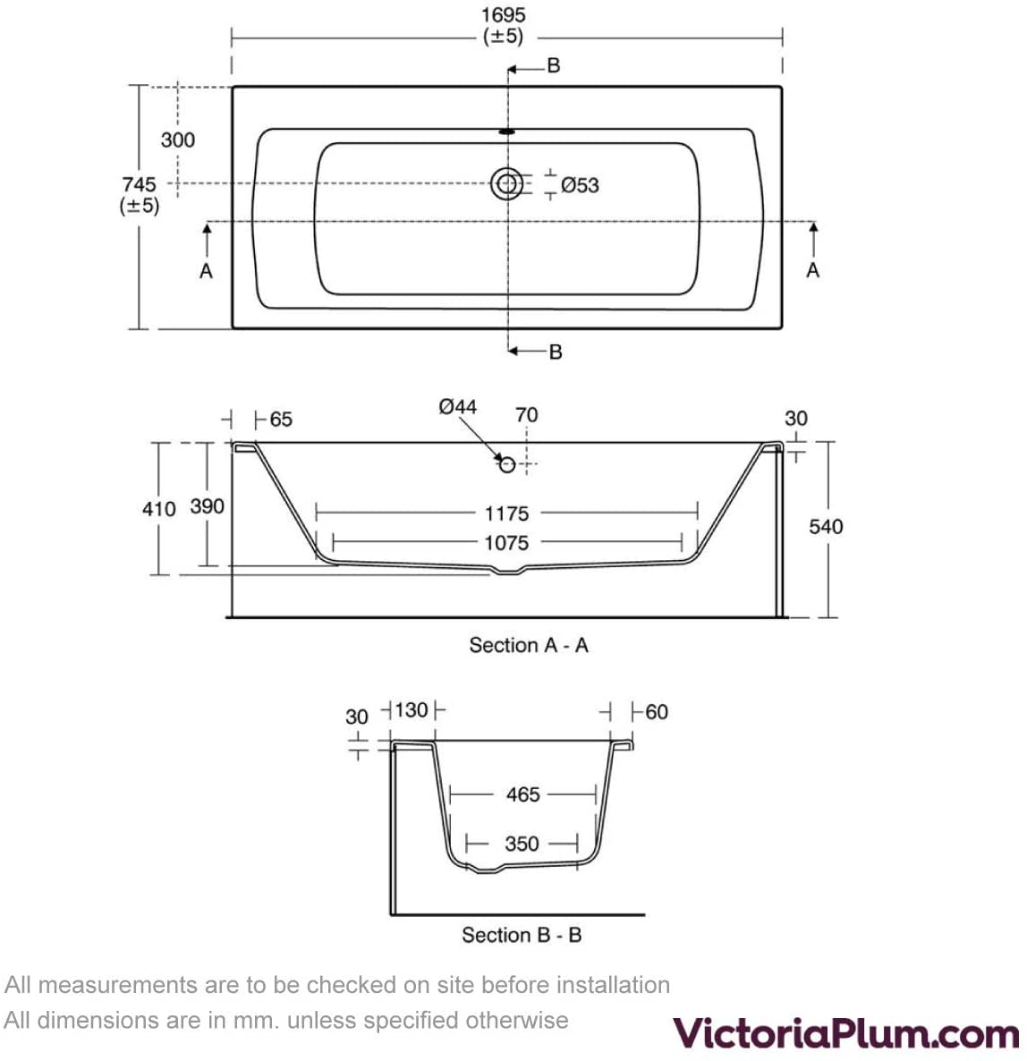 Ideal Standard E256601 Tempo Arc 1700 x 750mm Double Ended Bath