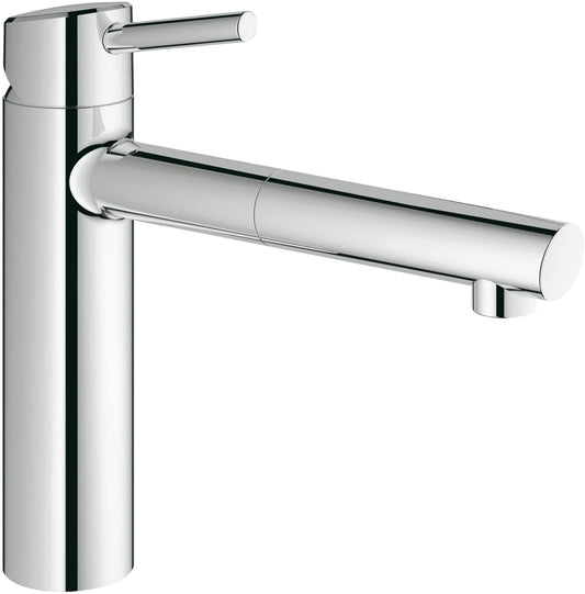 GROHE 31129001 Concetto Kitchen Tap (High Spout with Pull-Down Spray Head, 100 Degree Swivel Range and Starlight), Medium