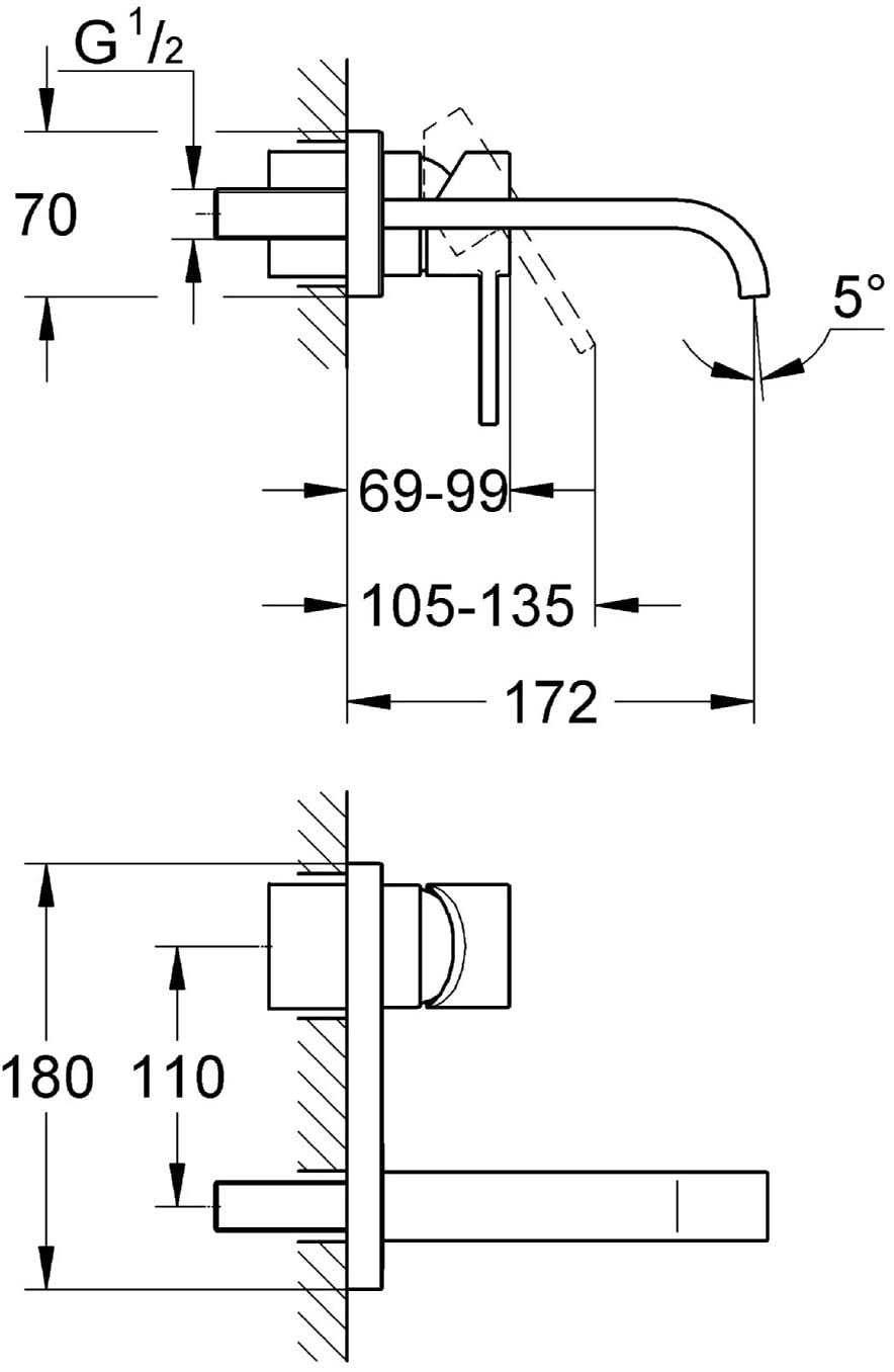 GROHE 19309000 Allure 2-Hole Basin Mixer Tap