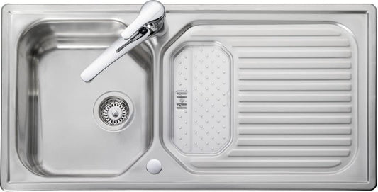 Leisure AQ9851 Sink with Top-Mounted Sink, Rectangular, Stainless Steel, 1 Bowls, 350 x 420 mm