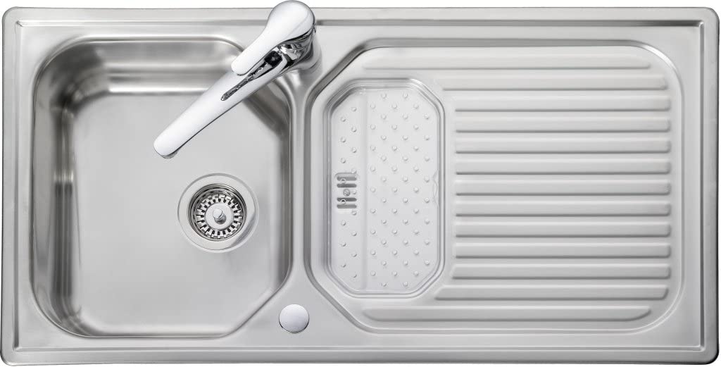 Leisure AQ9851 Sink with Top-Mounted Sink, Rectangular, Stainless Steel, 1 Bowls, 350 x 420 mm