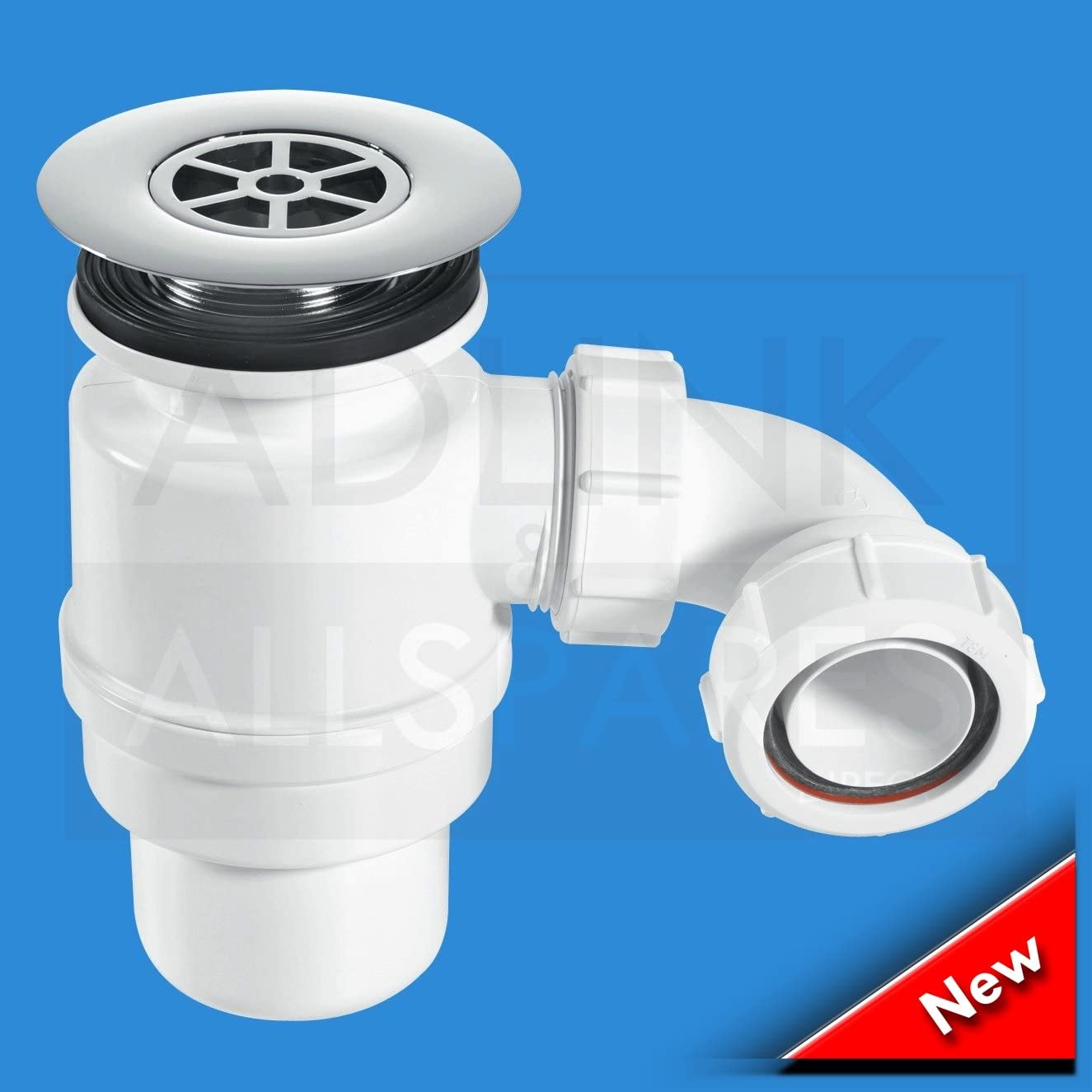 McALPINE 1å_" x 80mm Seal Resealing Shower Trap - 85mm CP Plastic Flange STW12-R