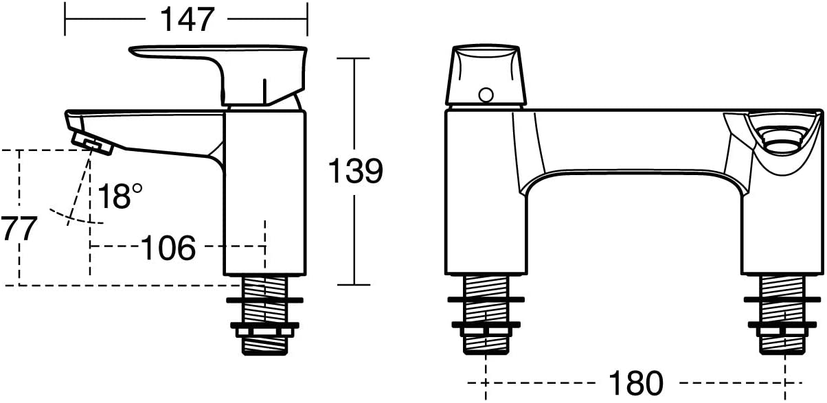 Ideal Standard A7051AA Concept Air 2 tap Hole Bath Filler, Chrome