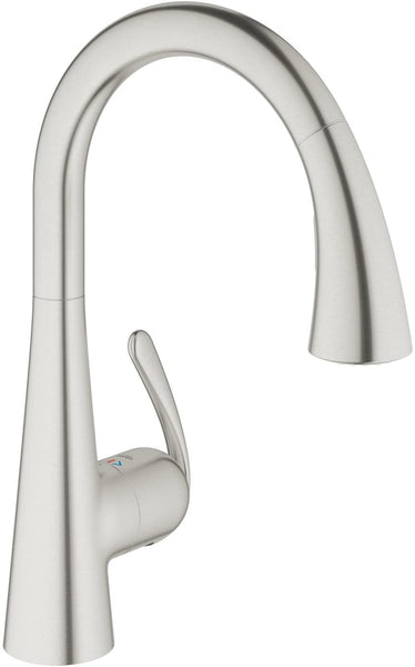 GROHE 32294SD1 | Zedra Kitchen Tap | Pull-Out Comfort Spray | Stainless Steel
