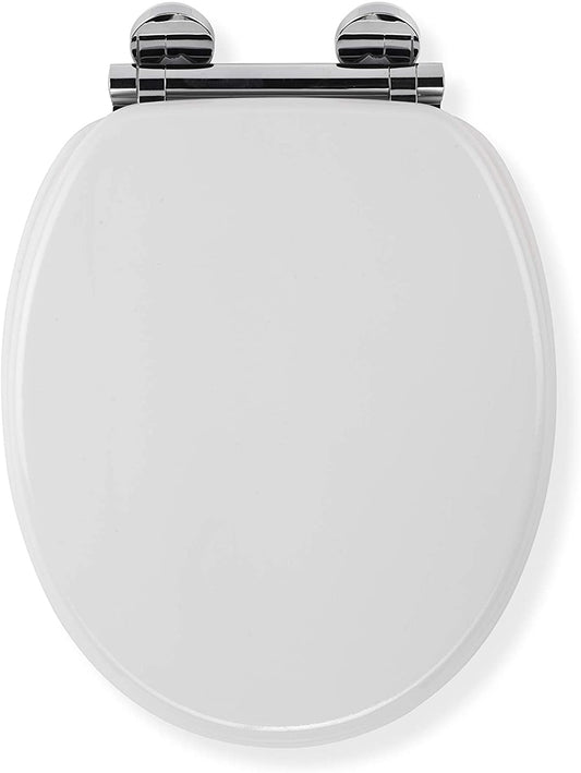 Croydex Flexi-Fix Lucerne Always Fits Never Slips Slow Close Toilet Seat, Wood, White, 45 x 37.8 x 6 cm