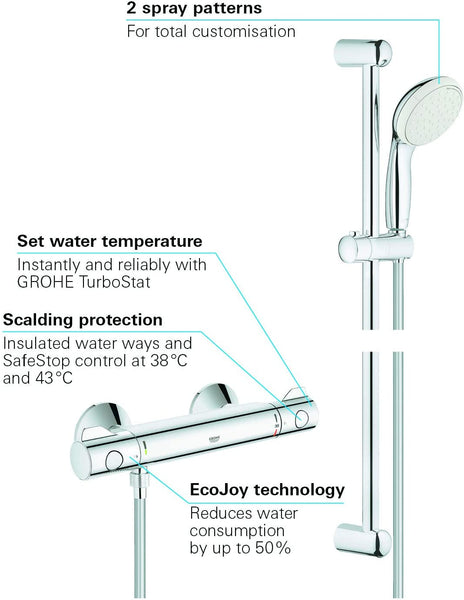 GROHE 34565001 | Grohtherm 800 Thermostatic Shower Set