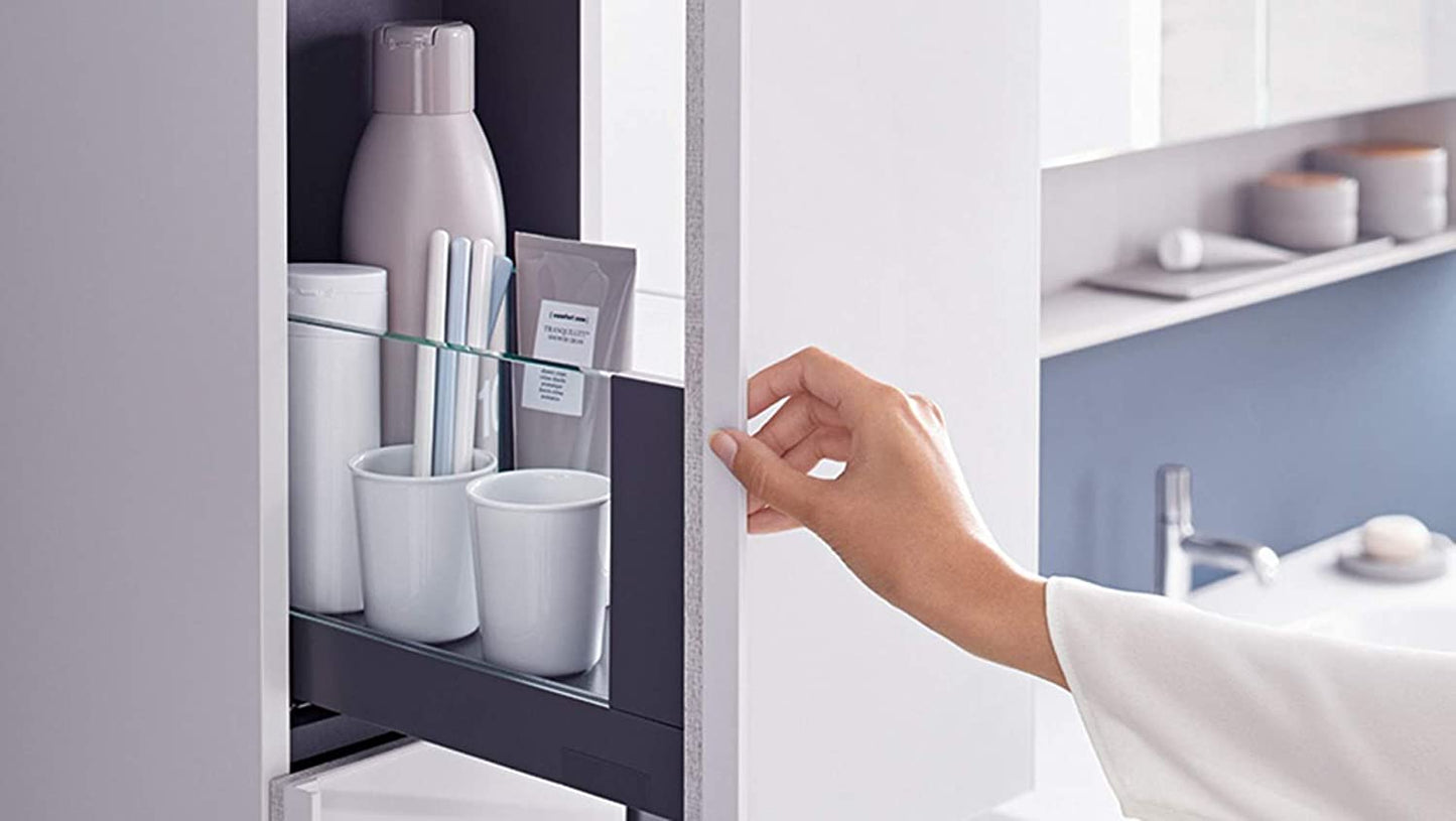 Geberit Acanto Tall cabinet 500619, 380x1730x360mm, Colour (front/body): glass white/white high gloss lacquered - 500.619.01.2