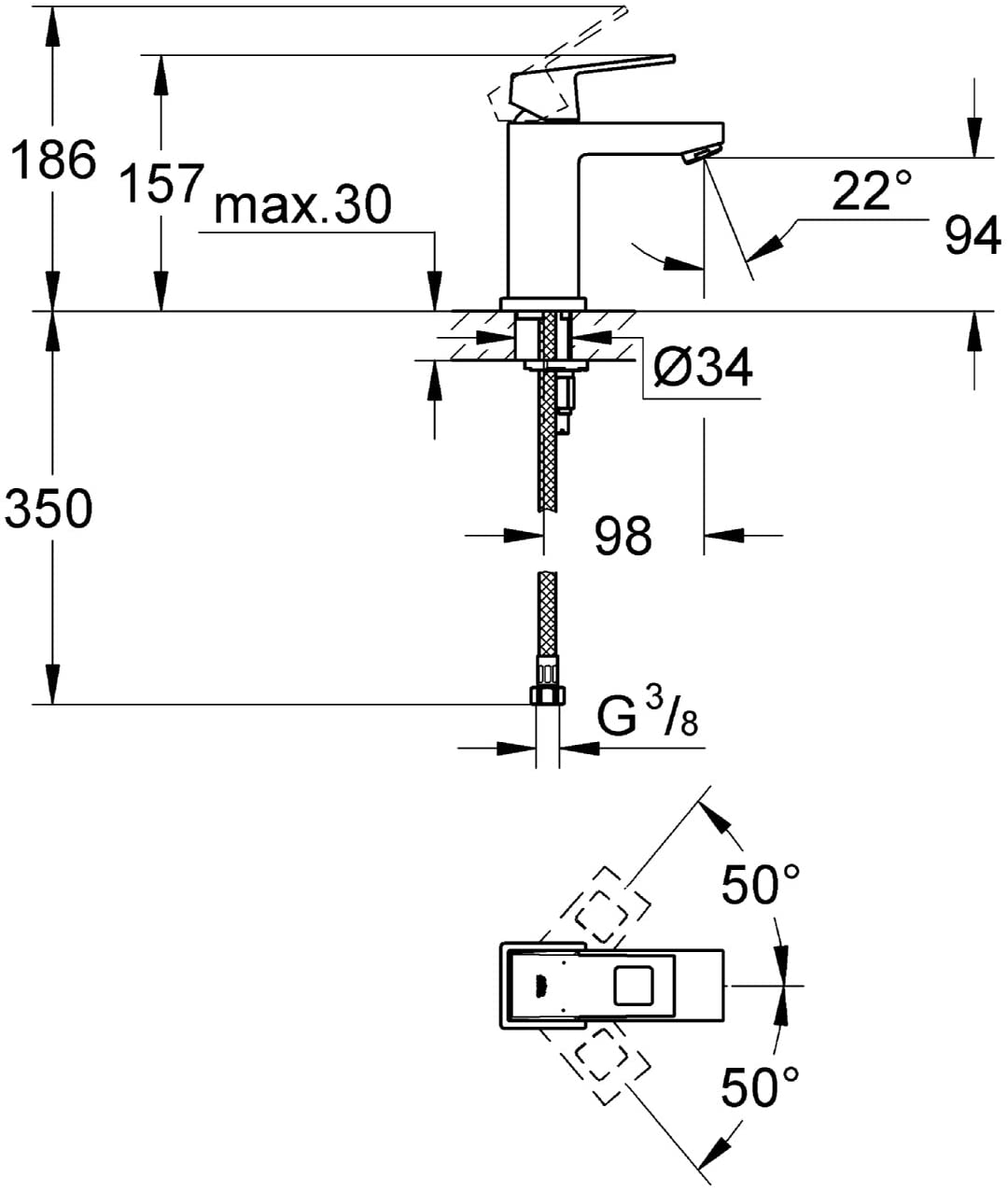 GROHE 2312700E Eurocube Single-Lever Basin Mixer_P