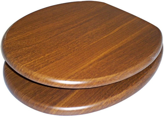 Walnut Wood Finish Toilet Seat with metal Chrome plate Bar Hinge