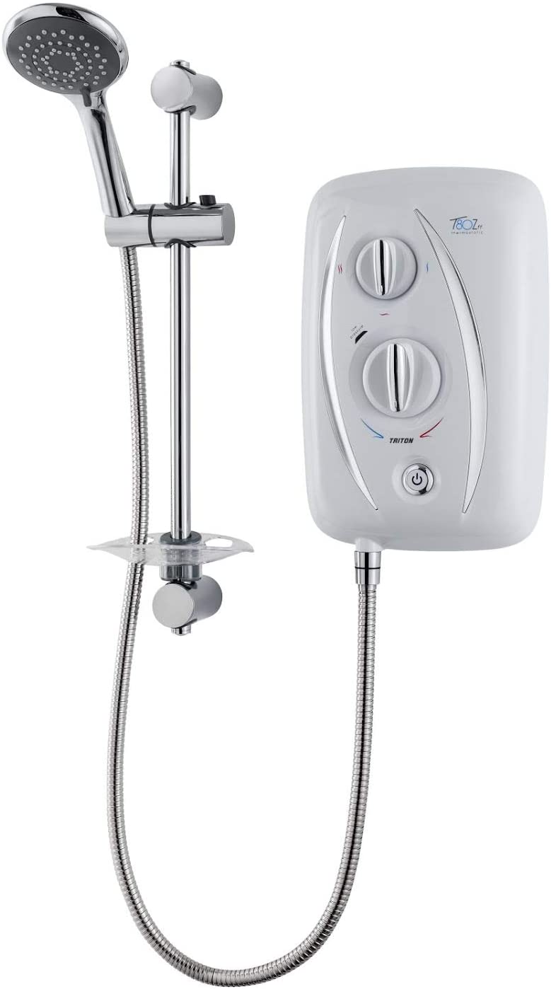 Triton T80Z 10.5kW Electric Shower Thermostatic Fast Fit 5 Spray Handset White